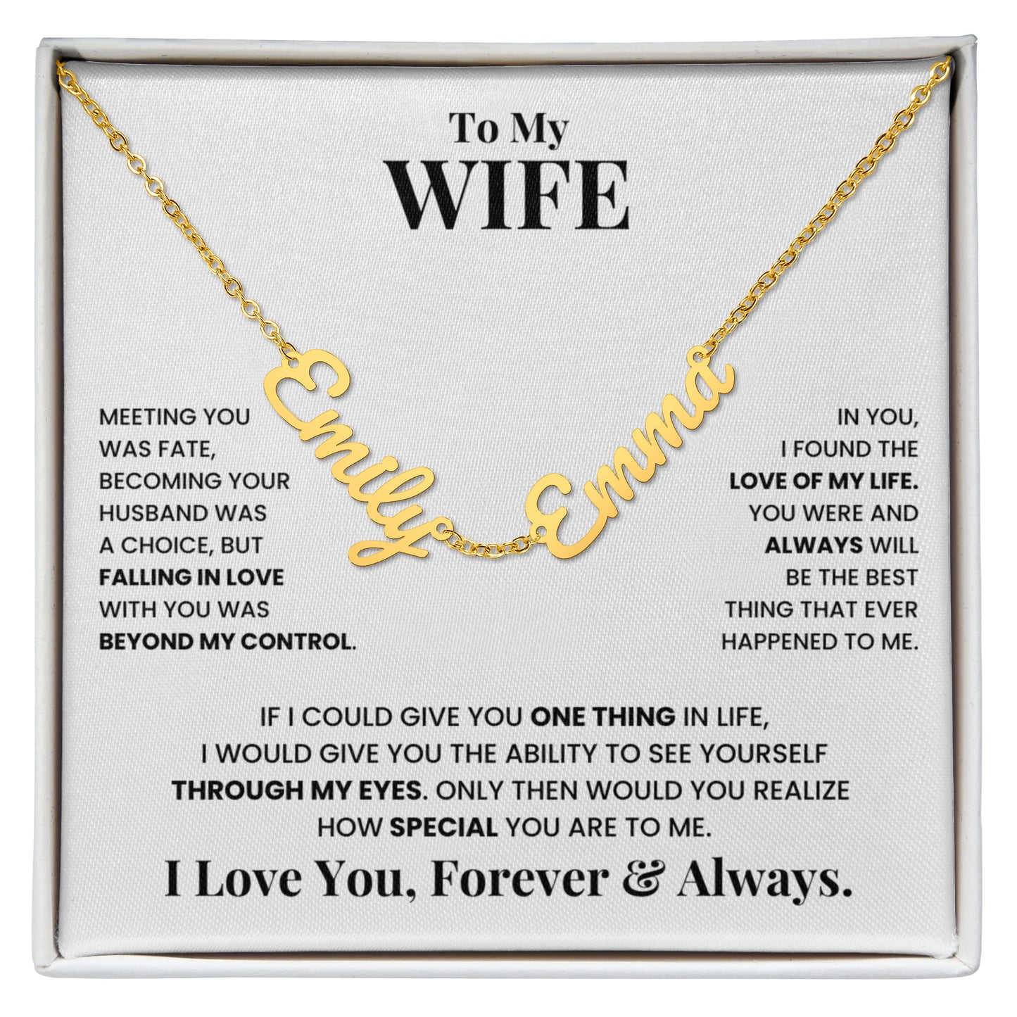 To My Wife | Love of My Life | Multiple Name Necklace