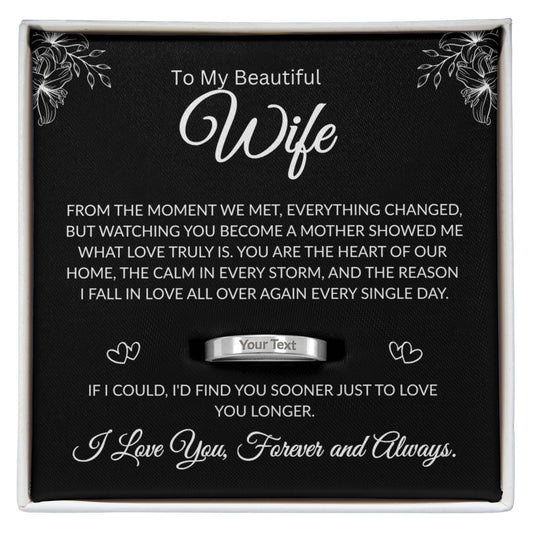 Engraved ring gift with black message card
