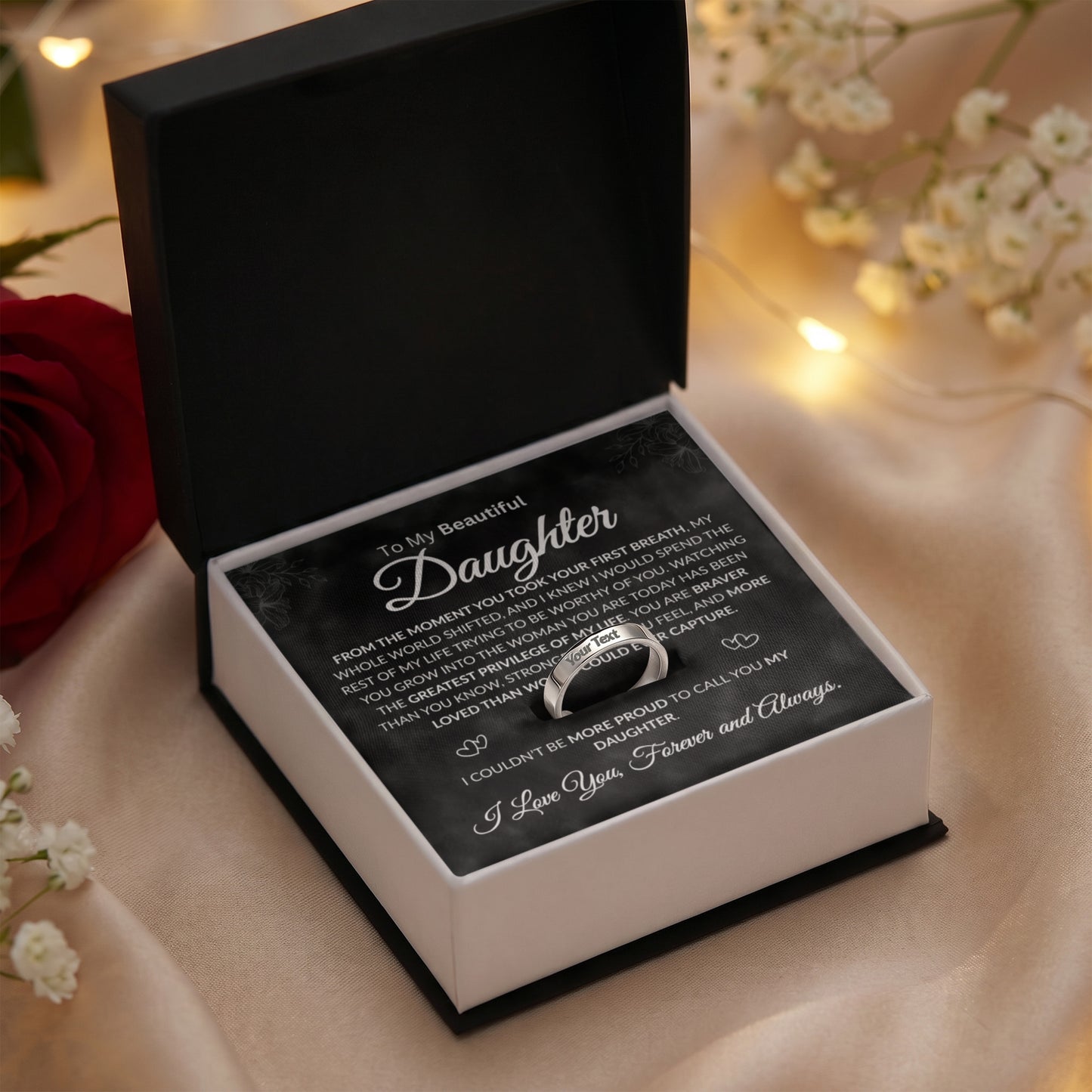 Dad's Forever Promise Ring for Daughter (WHT TXT)
