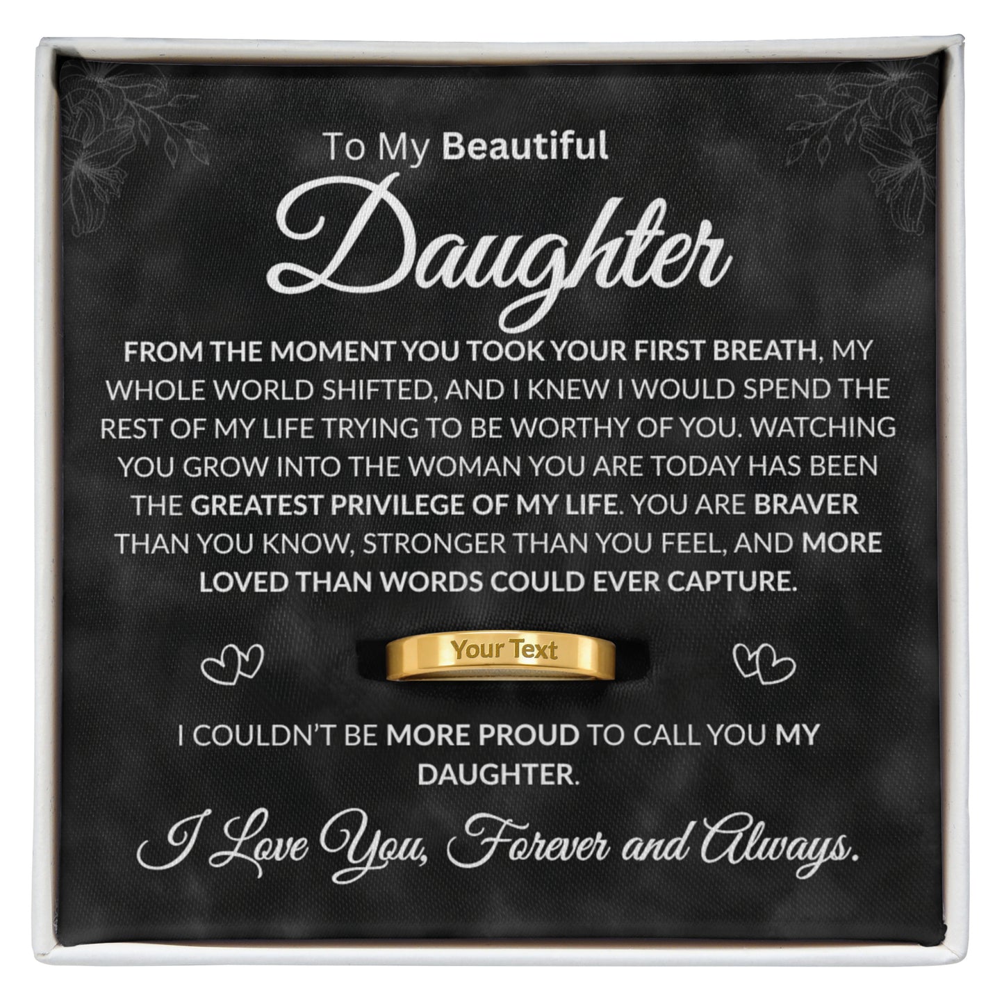 Dad's Forever Promise Ring for Daughter (WHT TXT)