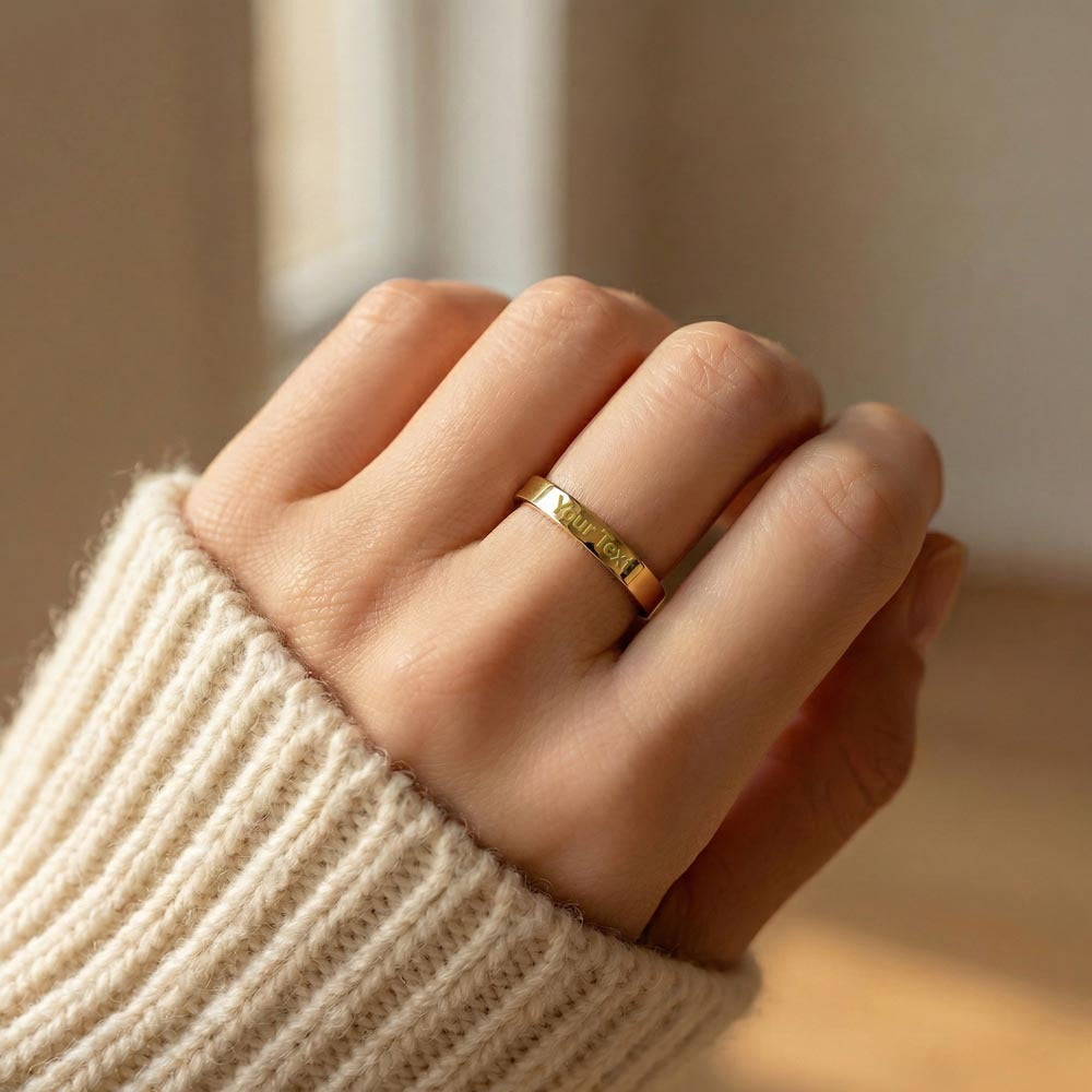 To My Beautiful Wife | Heart of Our Home | Engraved Ring (BLK TXT)