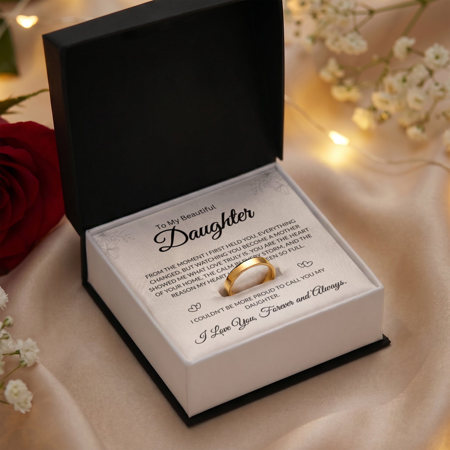 Proud to Call You My Daughter | Engraved Ring (BLK TXT)