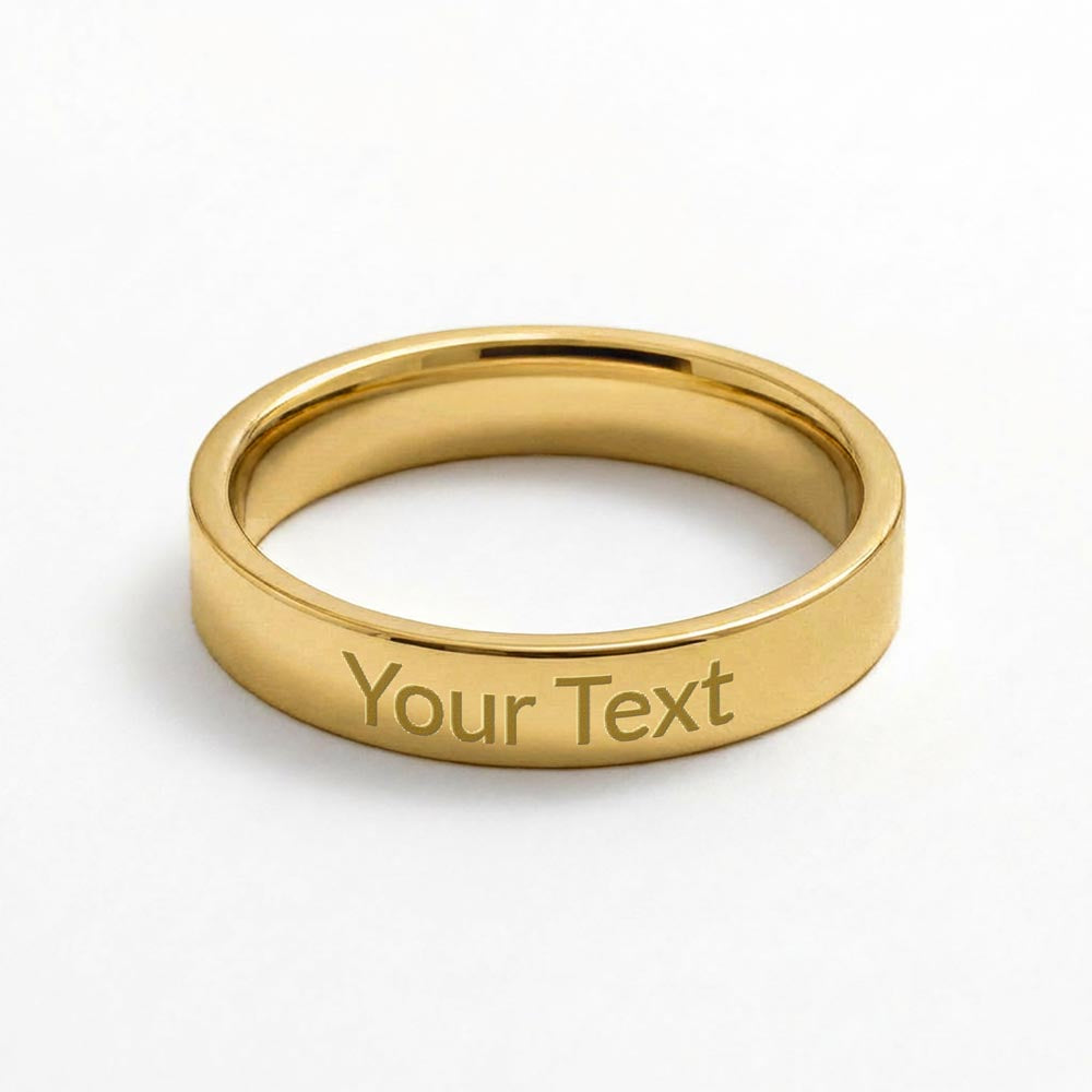 Engraved message ring gift for her gold band