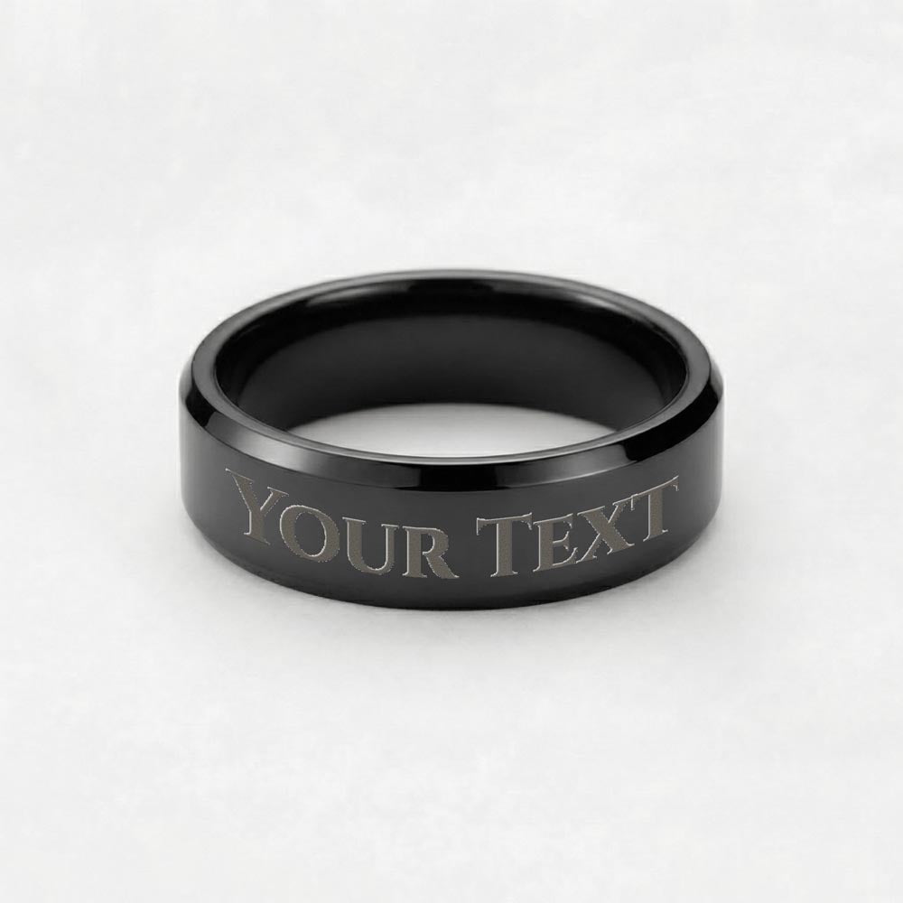 Black custom engraved ring for boyfriend husband gift
