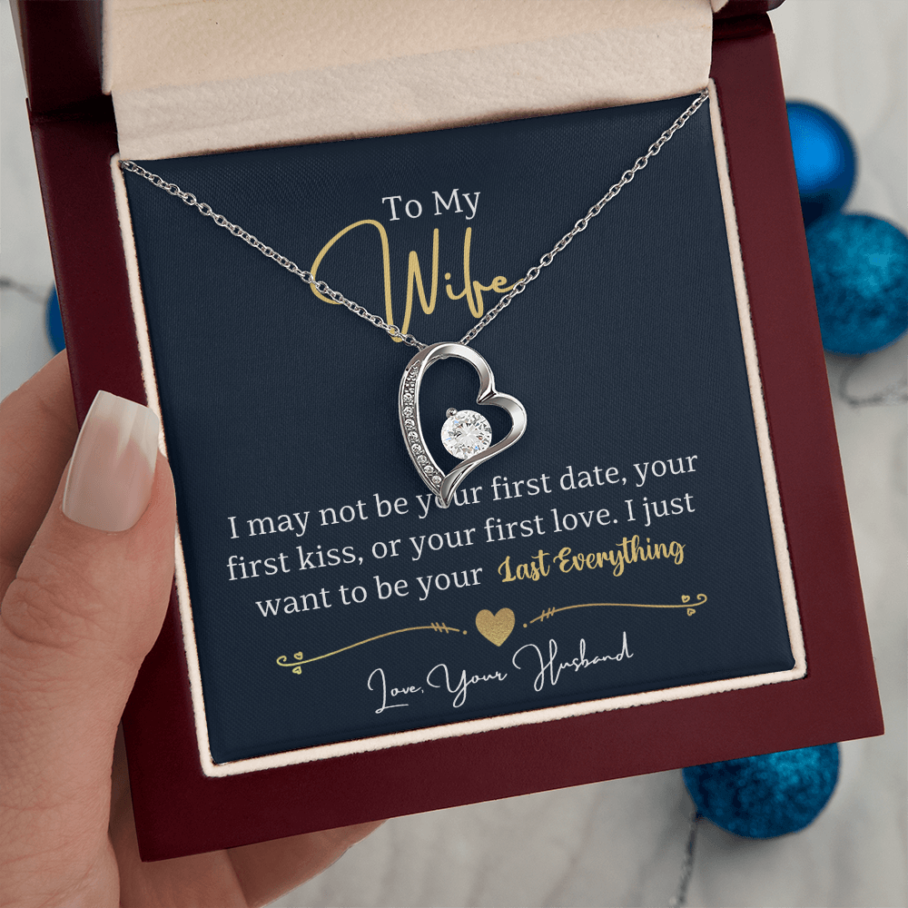luxury necklace for wife with message card and crystal pendant