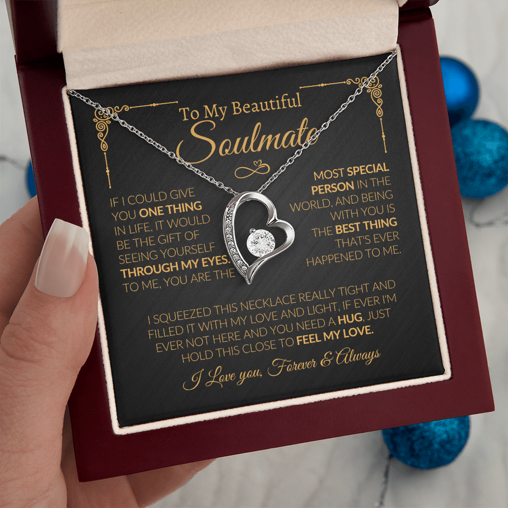 emotional gift for her with heart necklace and meaningful words
