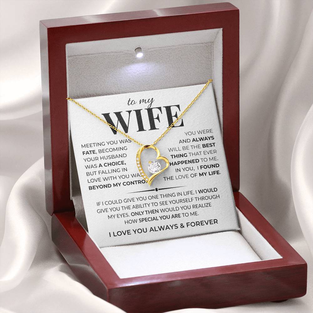 To My Wife Forever Love Necklace | Romantic Gift from Husband with Message Card