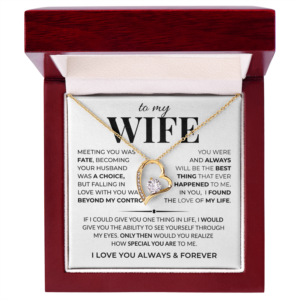 sentimental gift for wife with heart necklace and message card