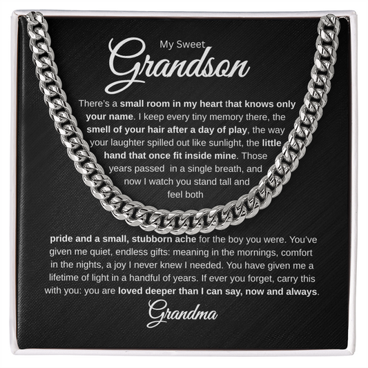 My Sweet Grandson | Loved Deeper Than I Can Say | Cuban Necklace