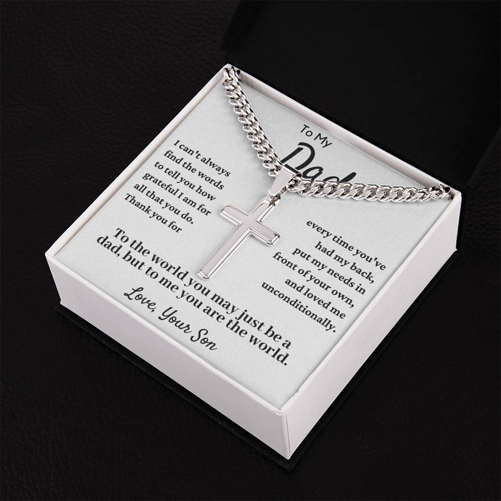 To My Dad | You Are the World | Cross Necklace