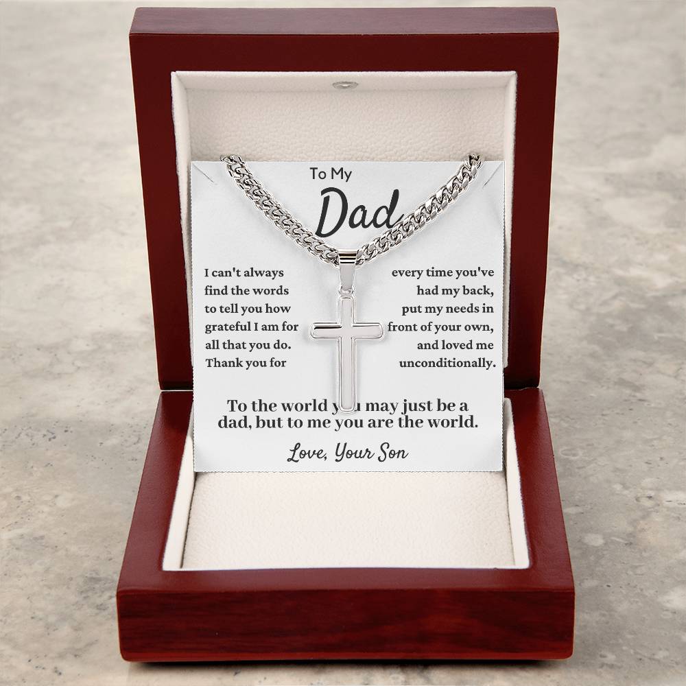 To My Dad | You Are the World | Cross Necklace