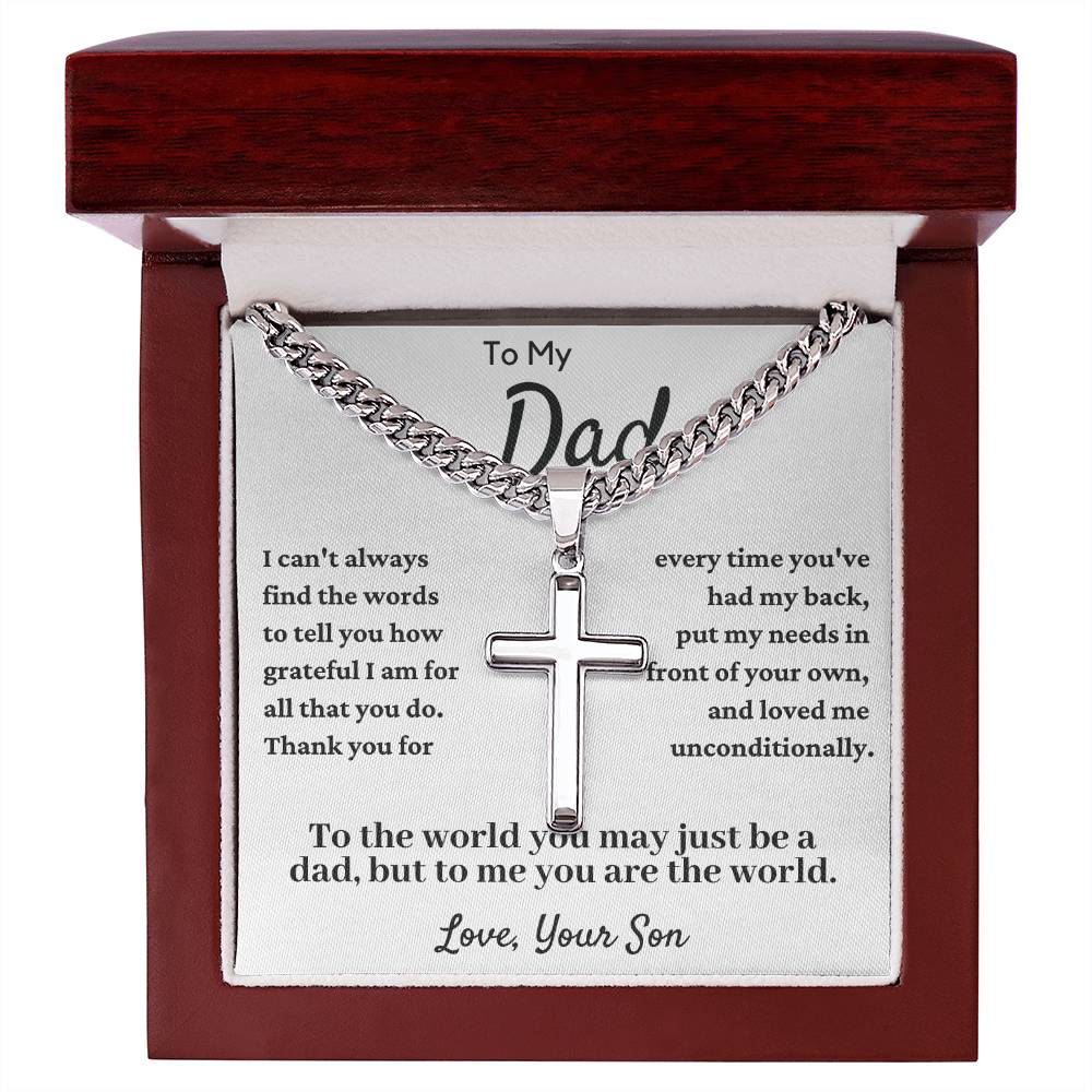 To My Dad | You Are the World | Cross Necklace