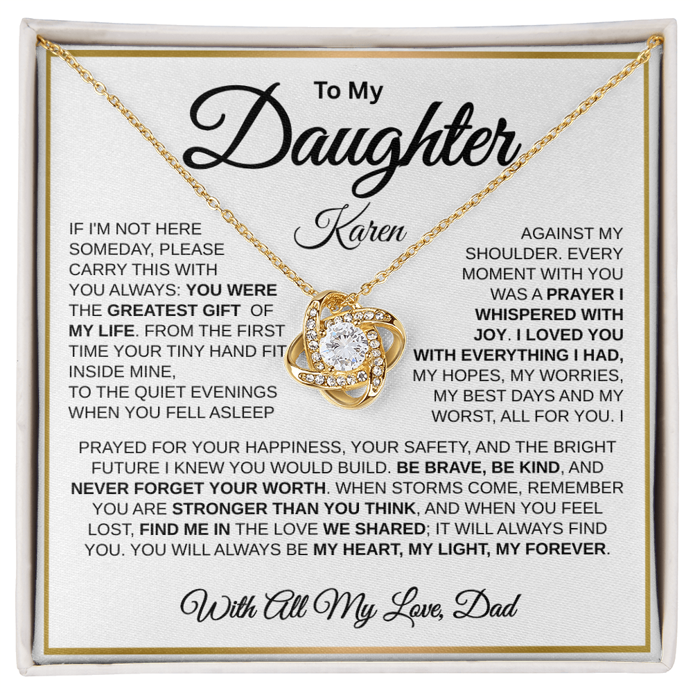 To My Daughter | My Greatest Gift | Love Knot Necklace (GLD)