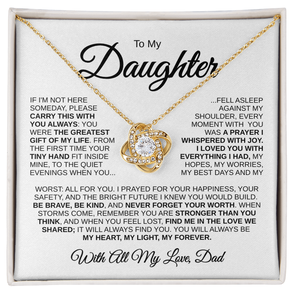 To My Daughter | Greatest Gift of My Life | Love Knot Necklace (BLK)