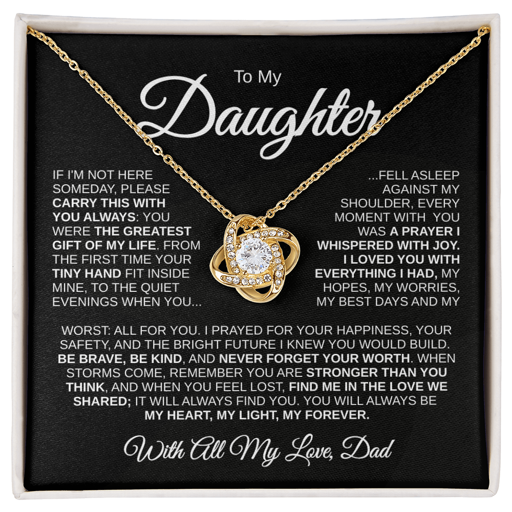 To My Daughter | Greatest Gift of My Life | Love Knot Necklace (WHT)