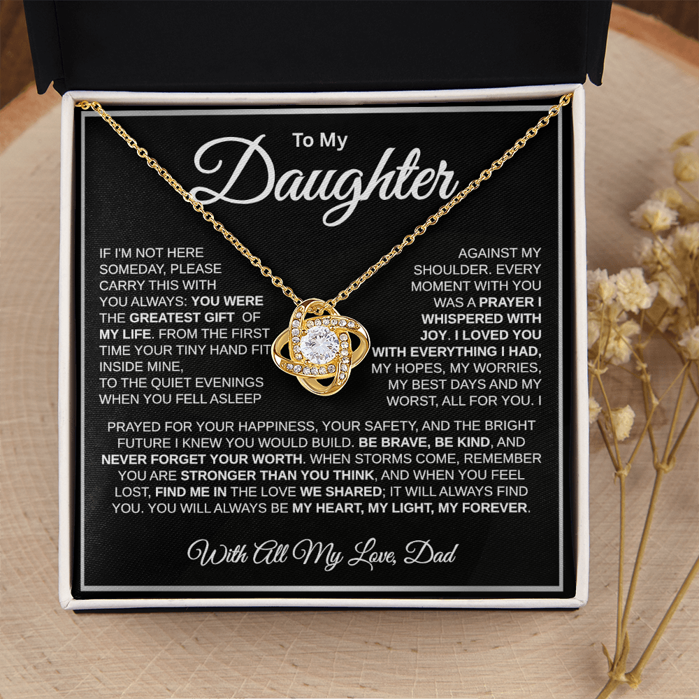 To My Daughter | My Greatest Gift | Love Knot Necklace (WHT)
