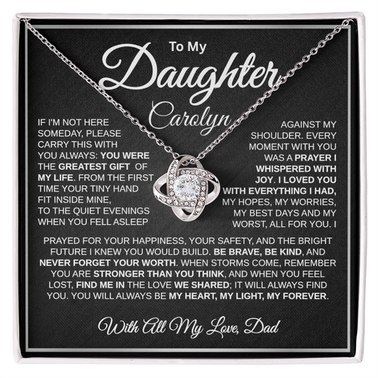 To My Daughter | My Greatest Gift | Personalized Love Knot Necklace