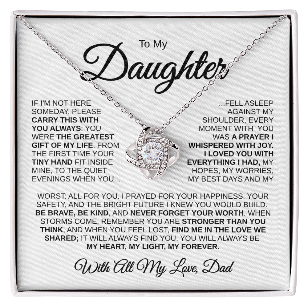To My Daughter | Greatest Gift of My Life | Love Knot Necklace (BLK)