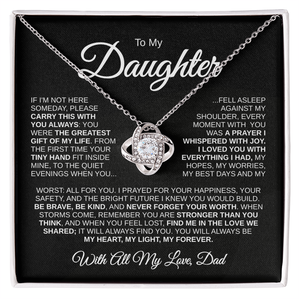 To My Daughter | Greatest Gift of My Life | Love Knot Necklace (WHT)