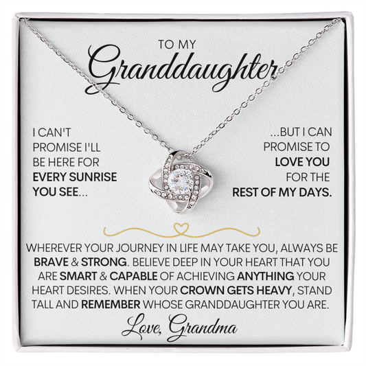 To My Granddaughter | Brave and Strong | Love Knot Necklace