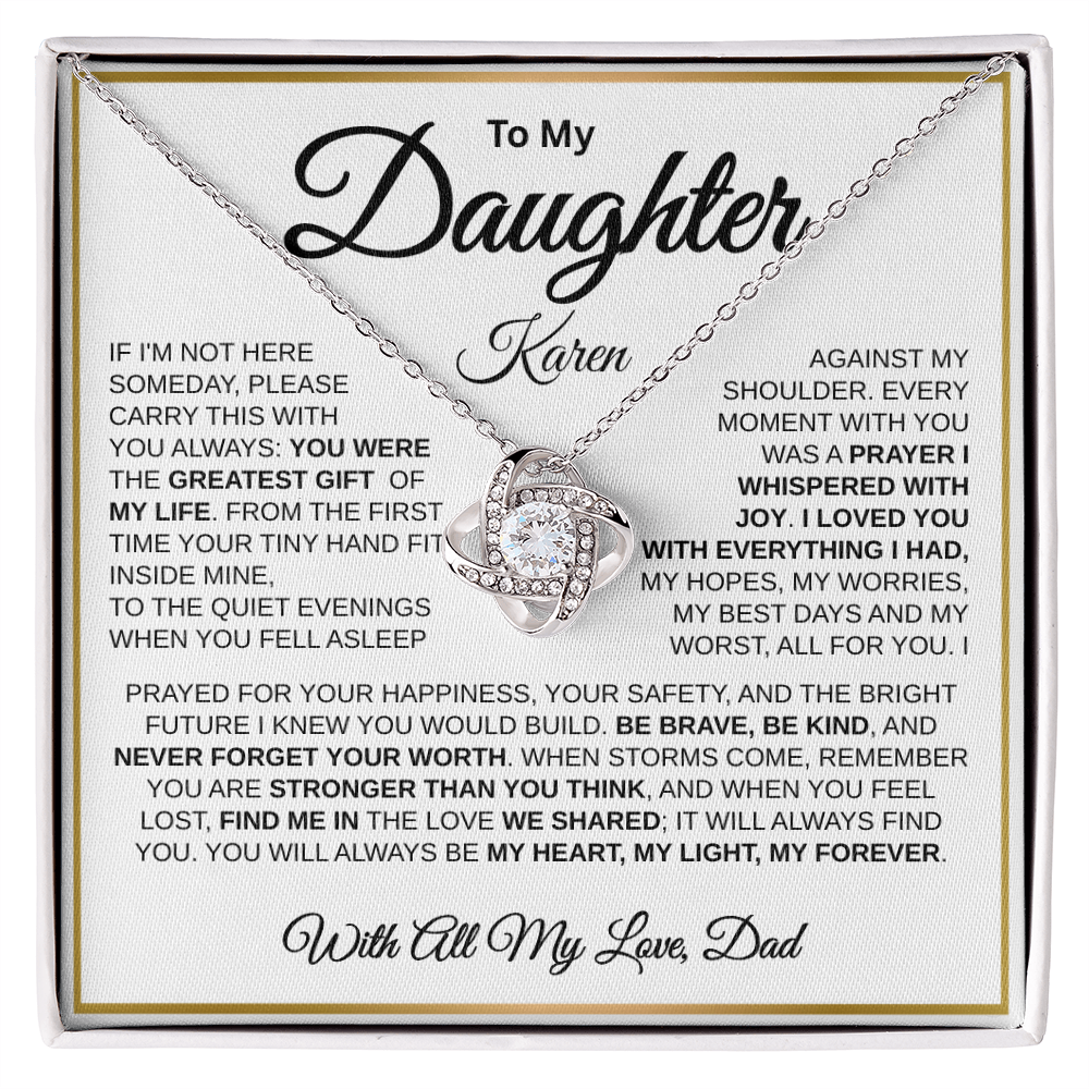 To My Daughter | My Greatest Gift | Love Knot Necklace (GLD)
