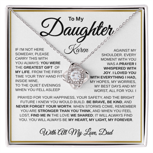 To My Daughter | My Greatest Gift | Love Knot Necklace (GLD)