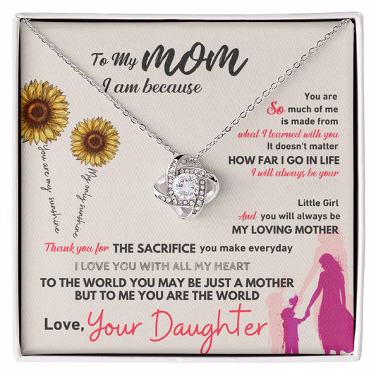 To My Mom | You Are The World | Love Knot Necklace