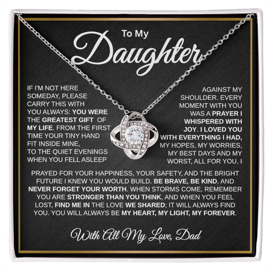 To My Daughter | My Greatest Gift | Love Knot Necklace (GLD)