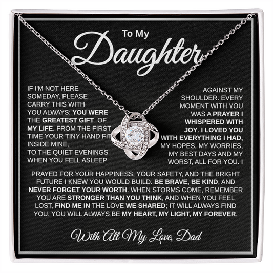 To My Daughter | My Greatest Gift | Love Knot Necklace (WHT)