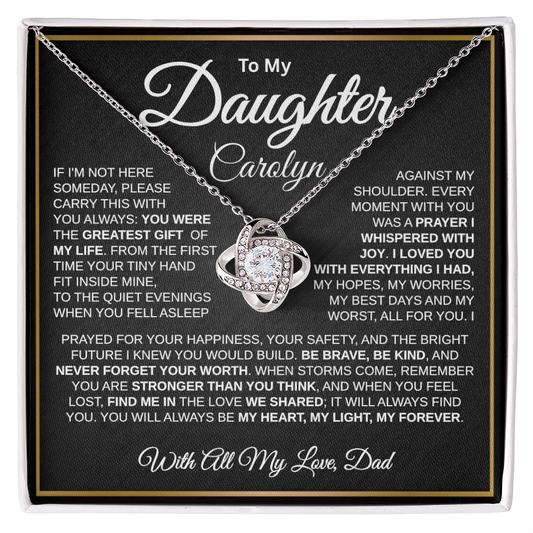 To My Daughter | My Greatest Gift | Personalized Love Knot Necklace