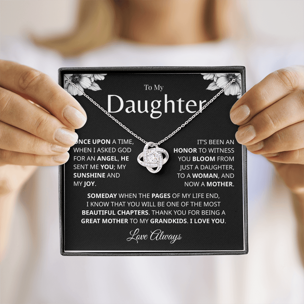 Daughter keepsake white gold necklace with emotional message card