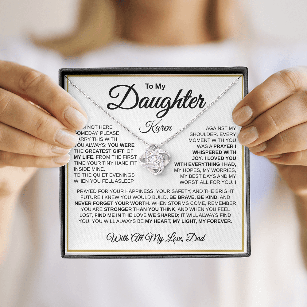 To My Daughter | My Greatest Gift | Love Knot Necklace (GLD)
