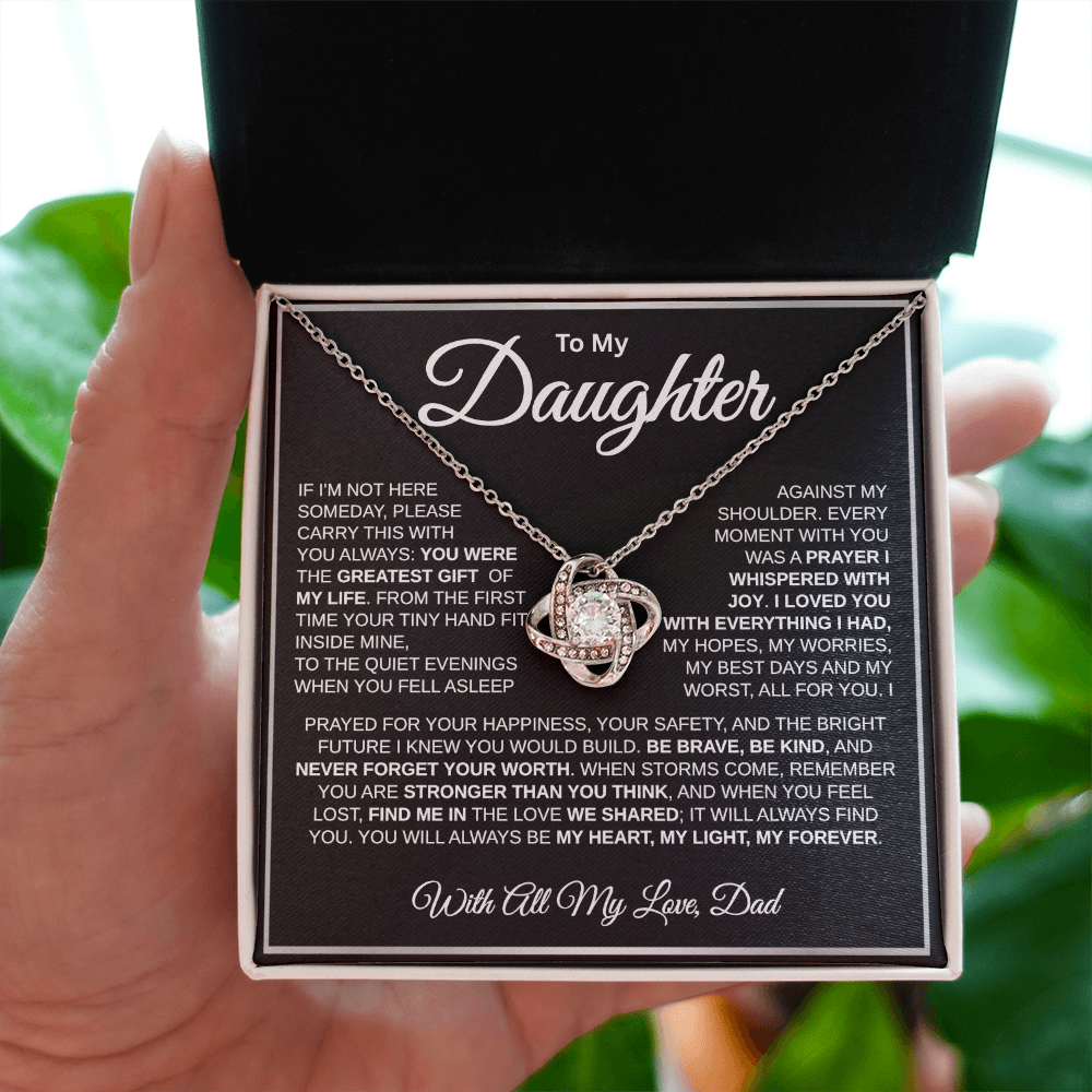 To My Daughter | My Greatest Gift | Love Knot Necklace (WHT)