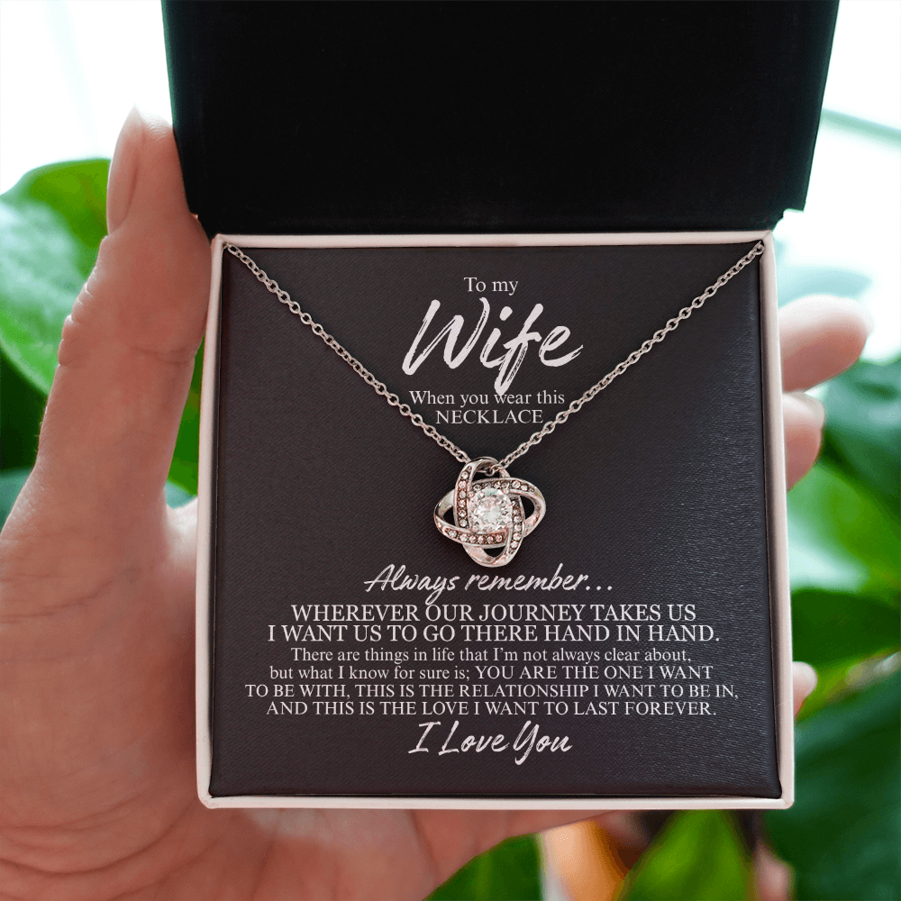 To My Wife | Always Remember | Love Knot Necklace (WHT TXT)