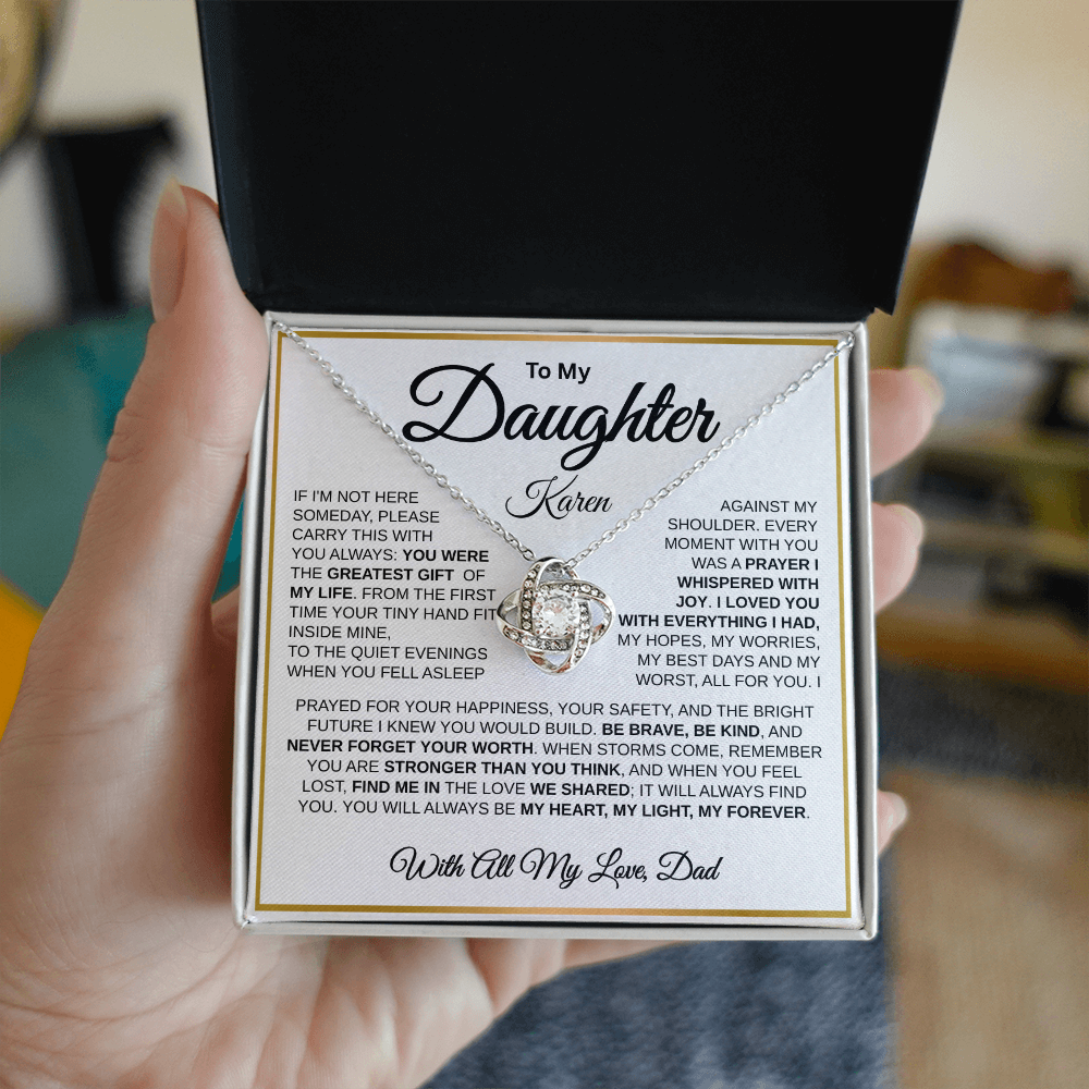 To My Daughter | My Greatest Gift | Love Knot Necklace (GLD)