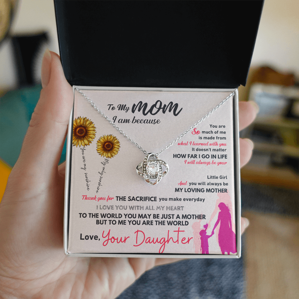 To My Mom | You Are The World | Love Knot Necklace