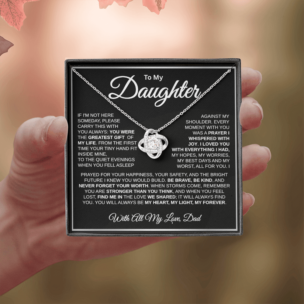 To My Daughter | My Greatest Gift | Love Knot Necklace (WHT)