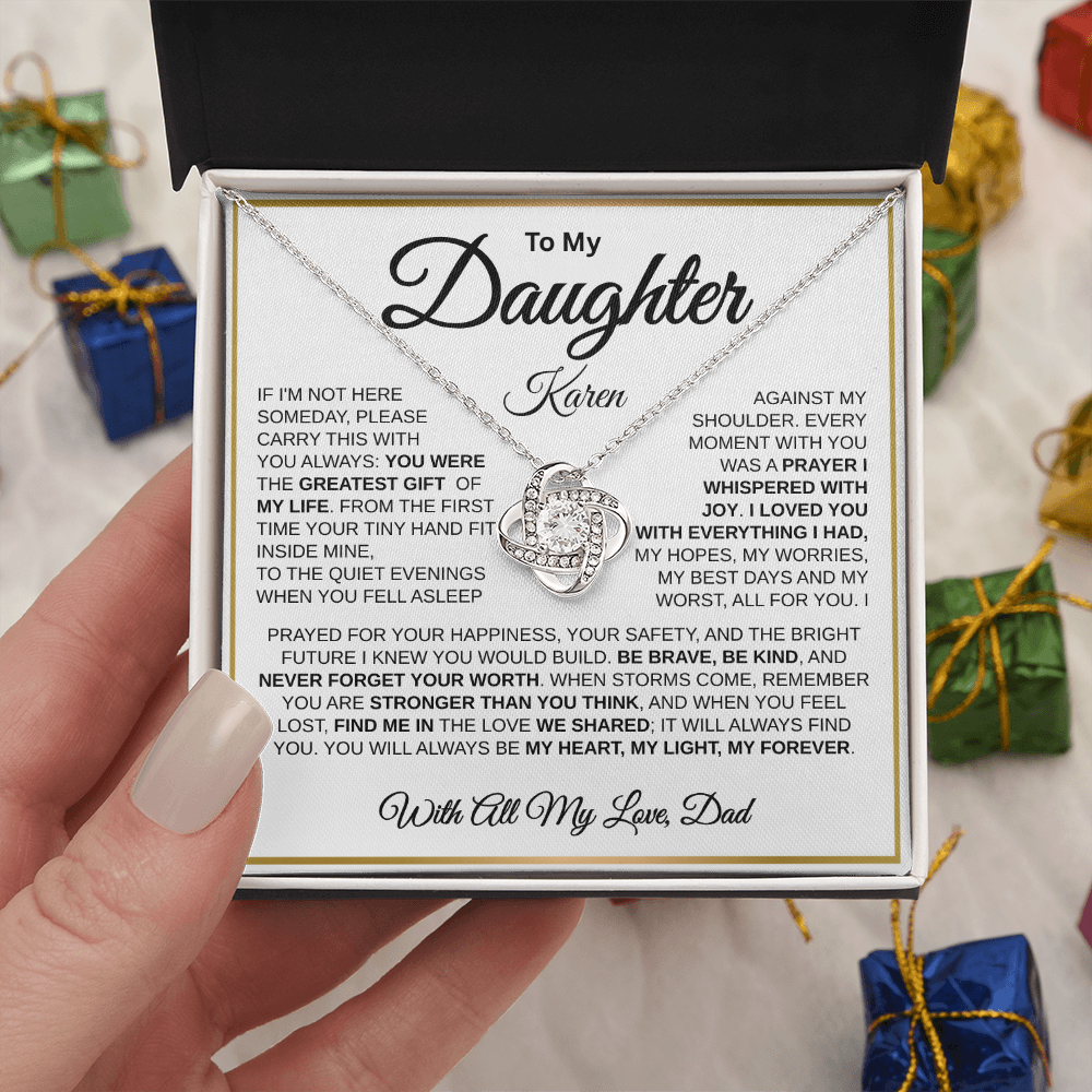 To My Daughter | My Greatest Gift | Love Knot Necklace (GLD)