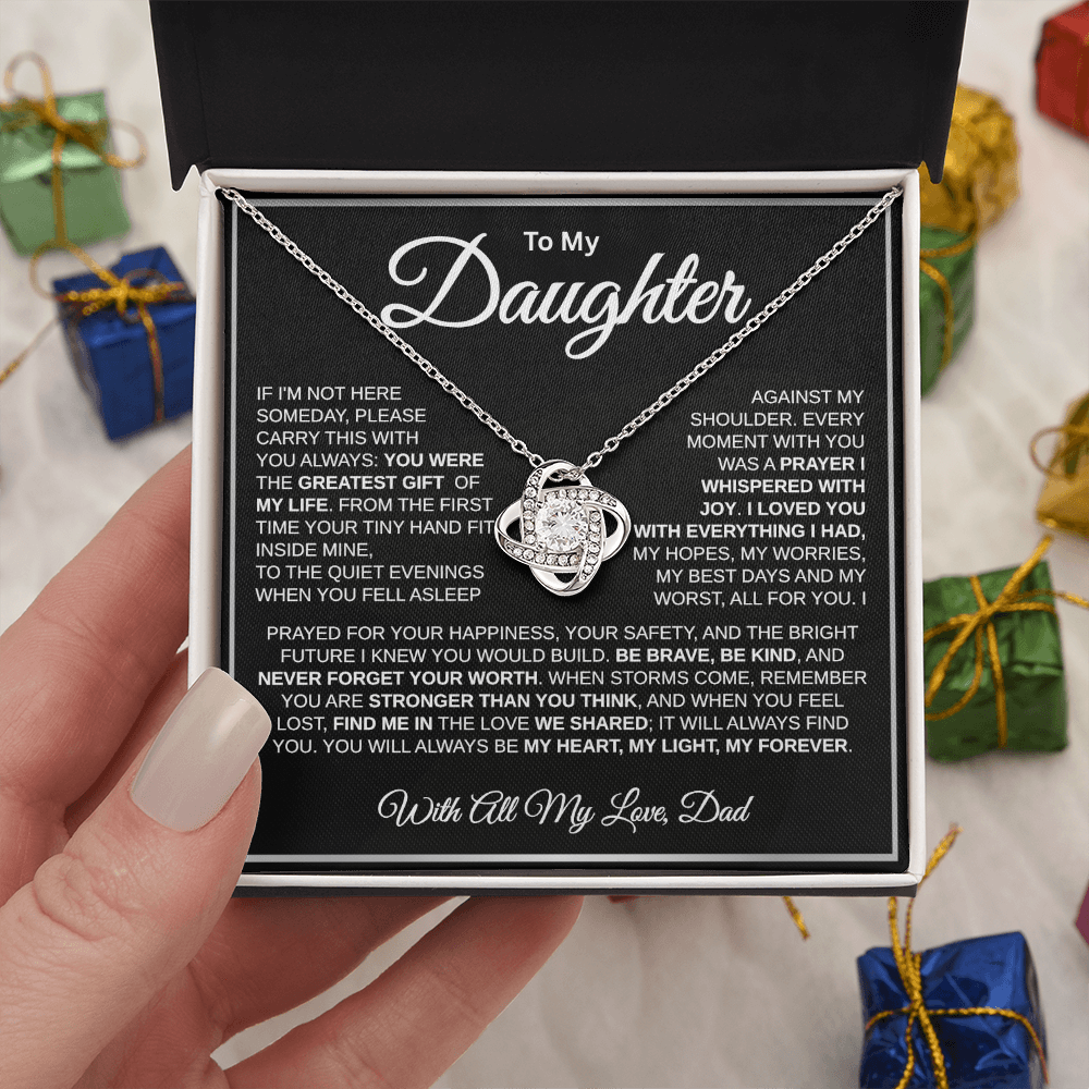 To My Daughter | My Greatest Gift | Love Knot Necklace (WHT)