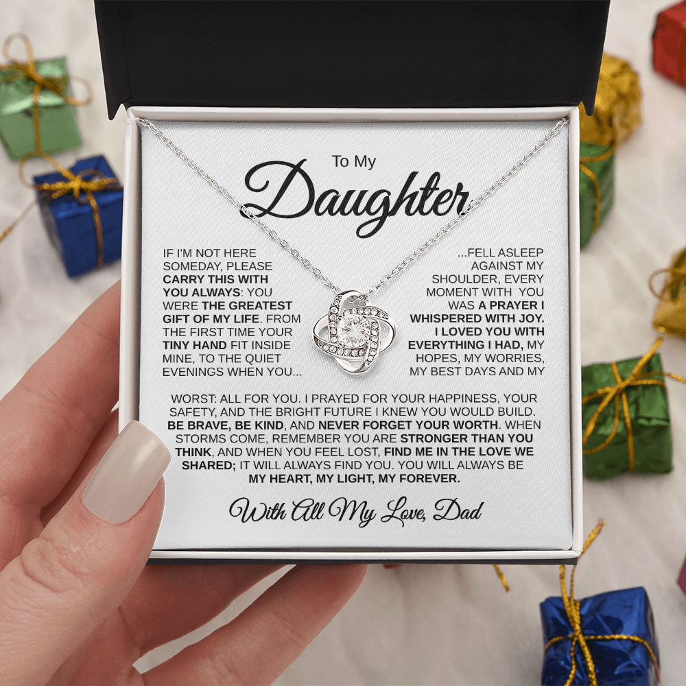 To My Daughter | Greatest Gift of My Life | Love Knot Necklace (BLK)