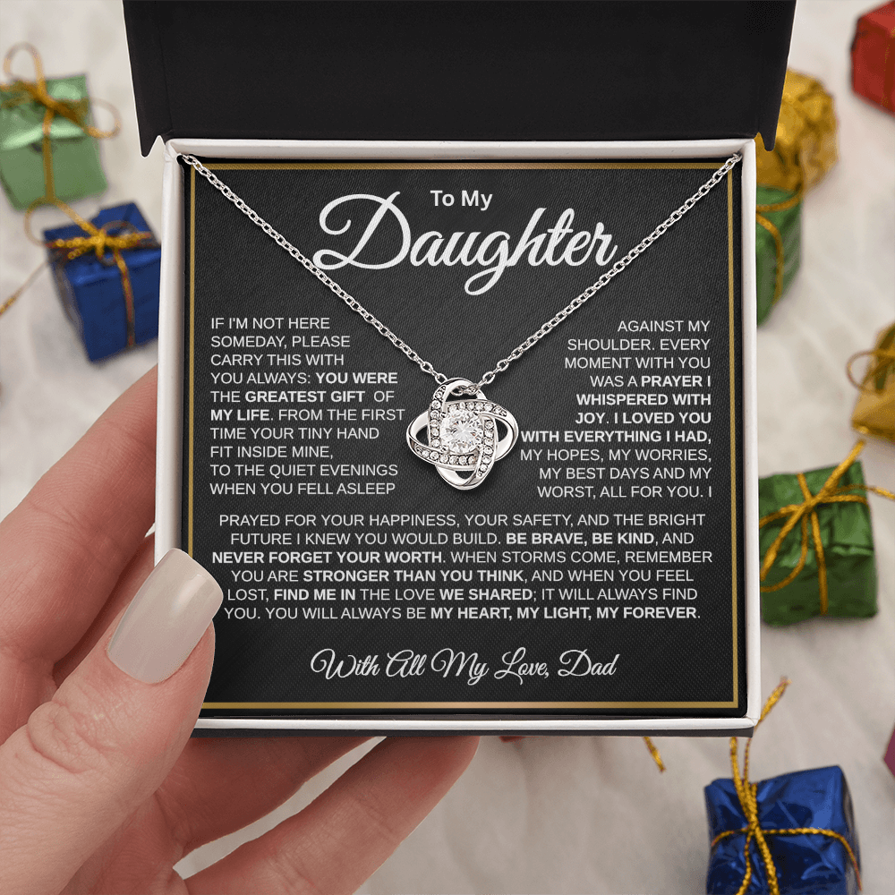 To My Daughter | My Greatest Gift | Love Knot Necklace (GLD)