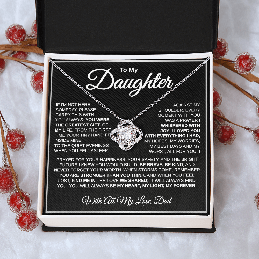 To My Daughter | My Greatest Gift | Love Knot Necklace (WHT)
