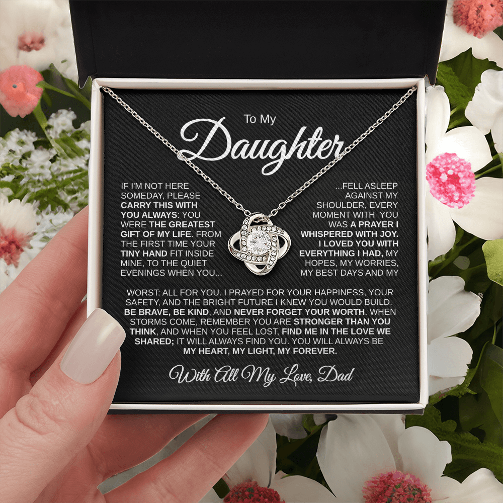 To My Daughter | Greatest Gift of My Life | Love Knot Necklace (WHT)
