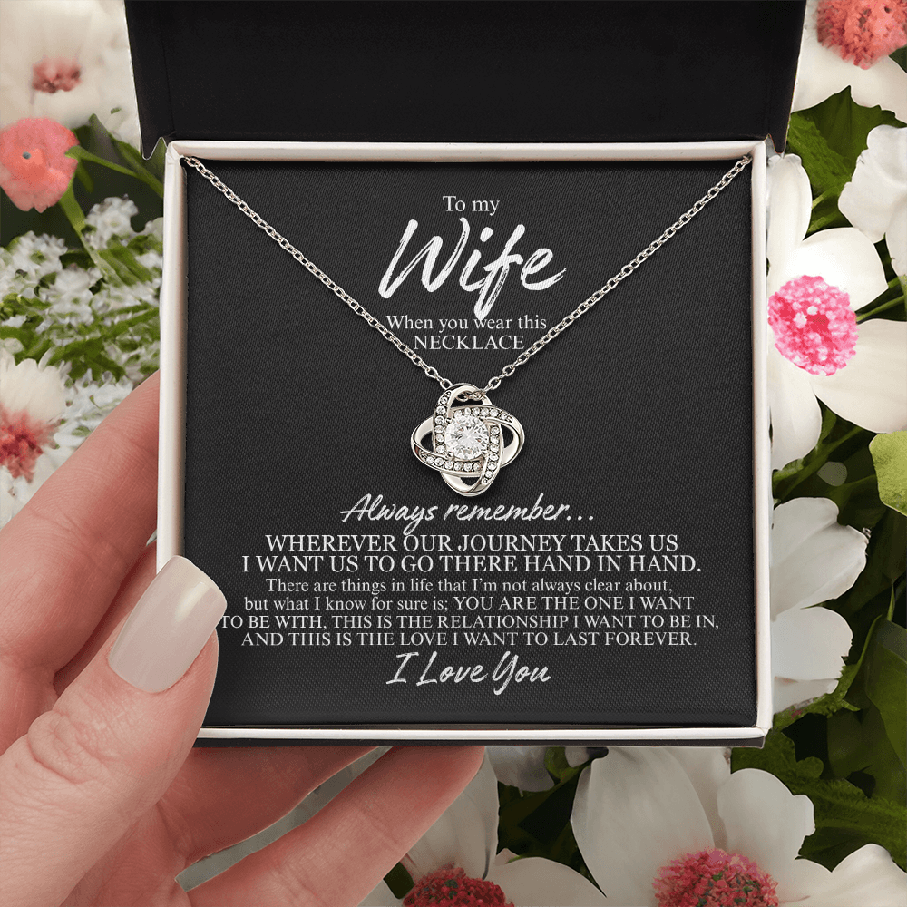 To My Wife | Always Remember | Love Knot Necklace (WHT TXT)