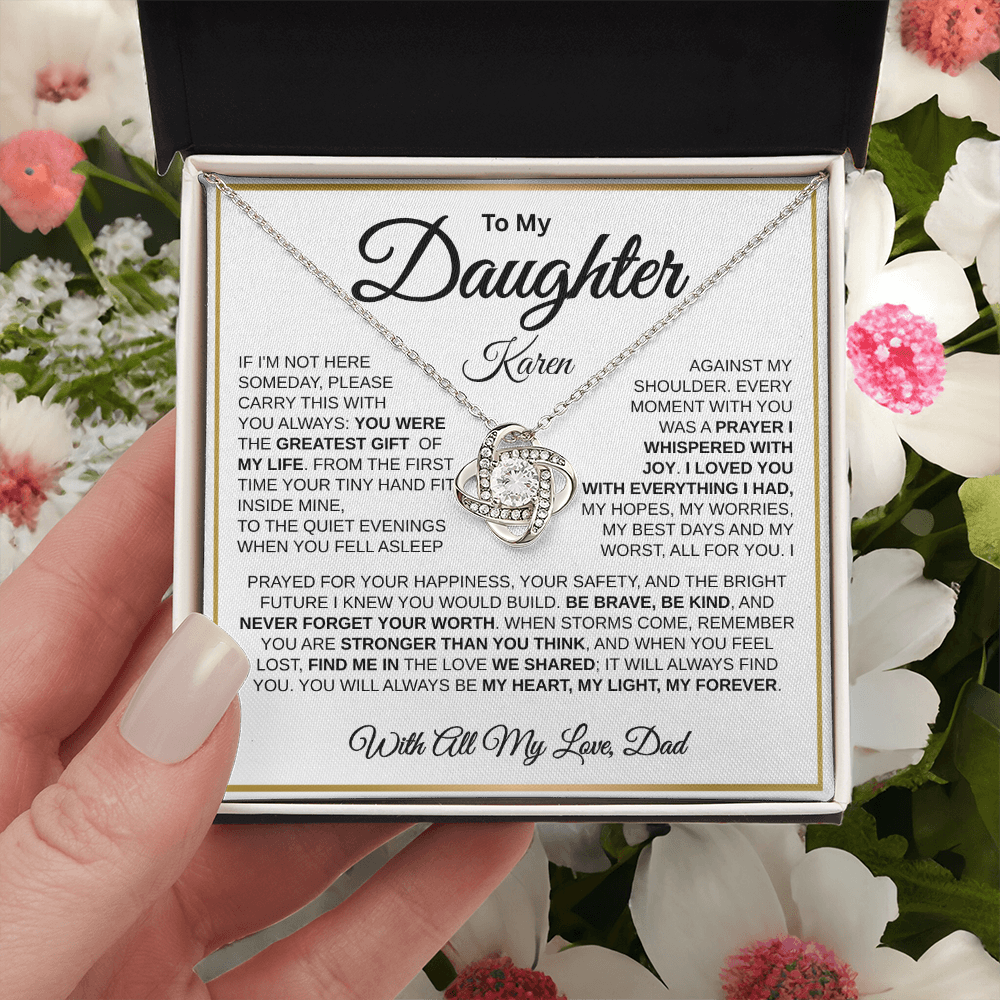 To My Daughter | My Greatest Gift | Love Knot Necklace (GLD)