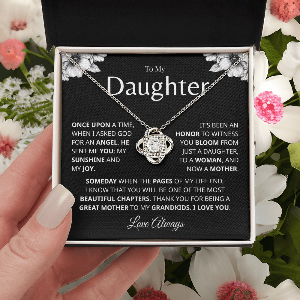 Daughter keepsake white gold necklace with emotional message card
