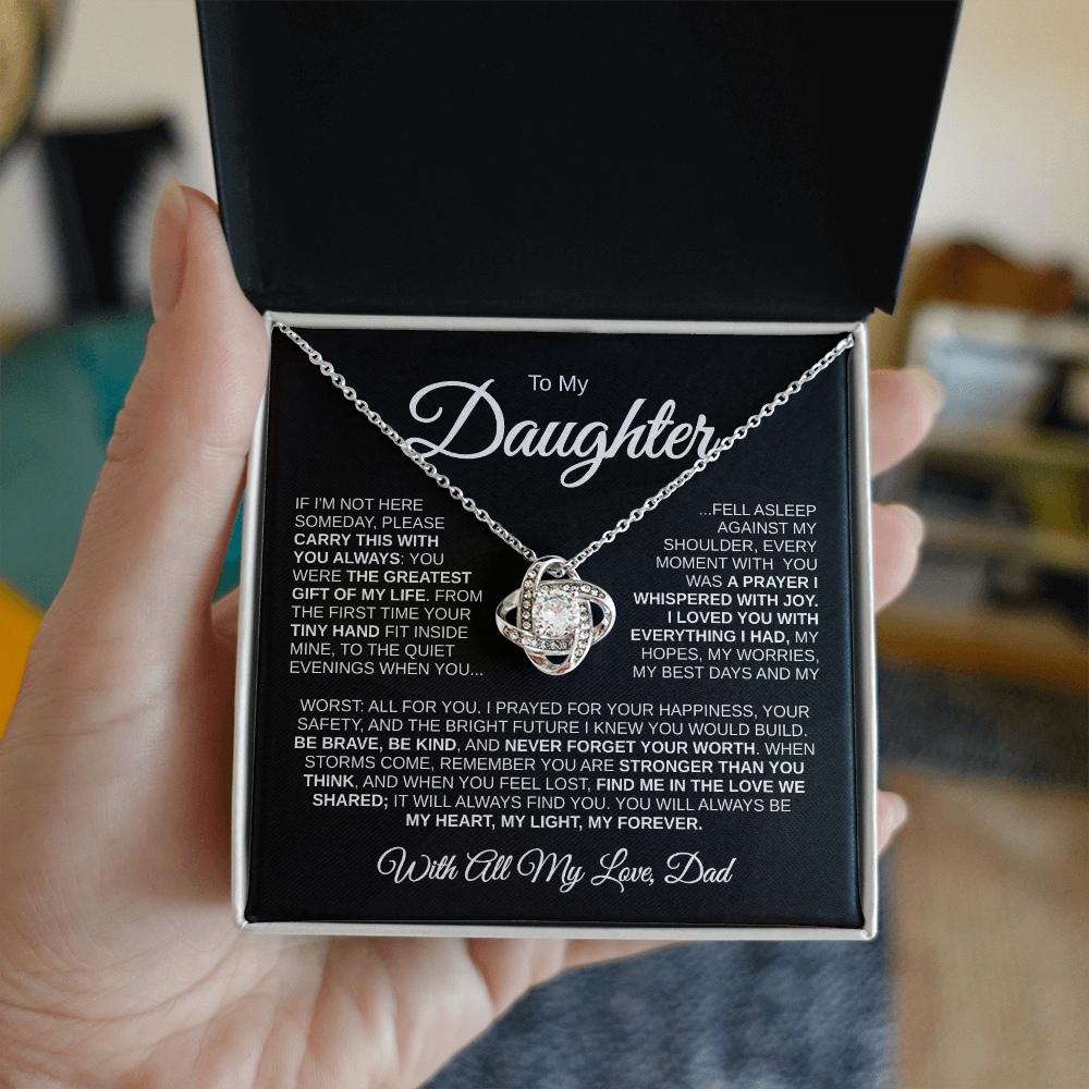 To My Daughter | Greatest Gift of My Life | Love Knot Necklace (WHT)