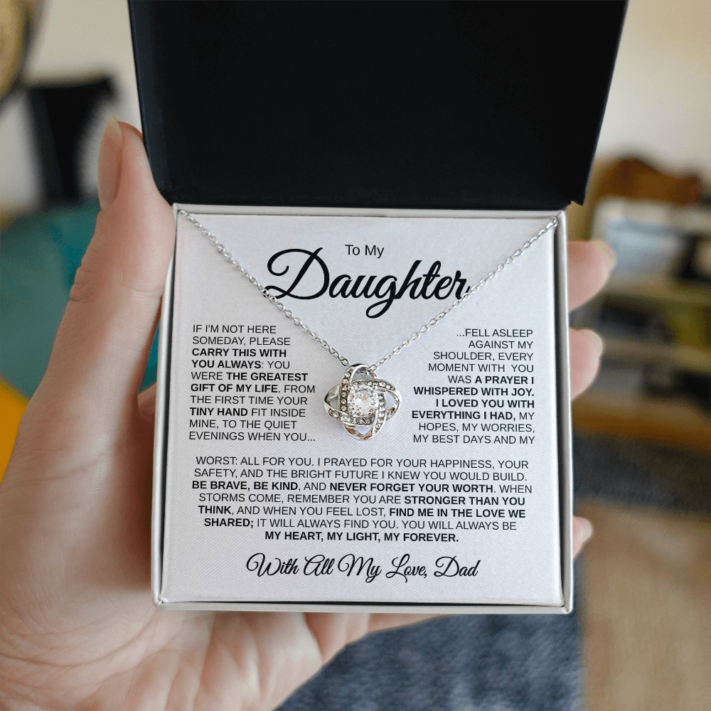 To My Daughter | Greatest Gift of My Life | Love Knot Necklace (BLK)