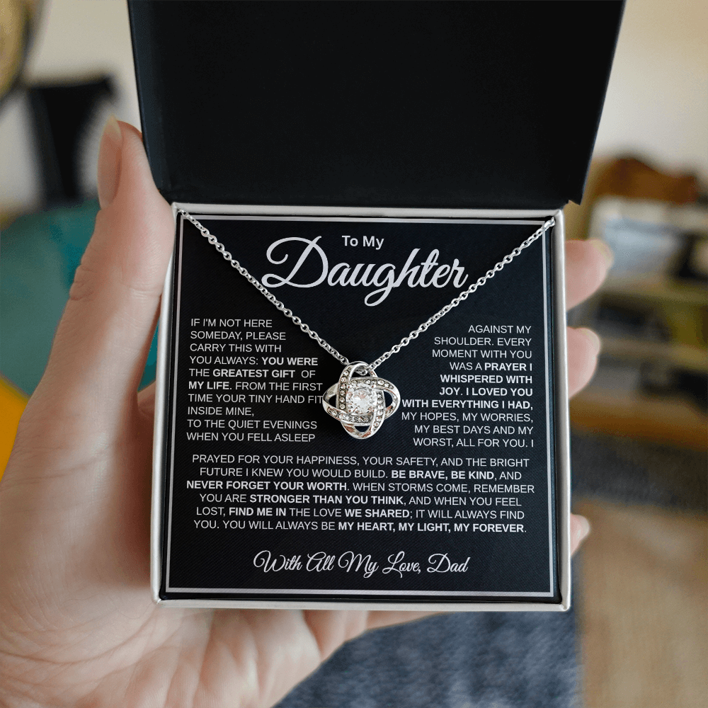 To My Daughter | My Greatest Gift | Love Knot Necklace (WHT)