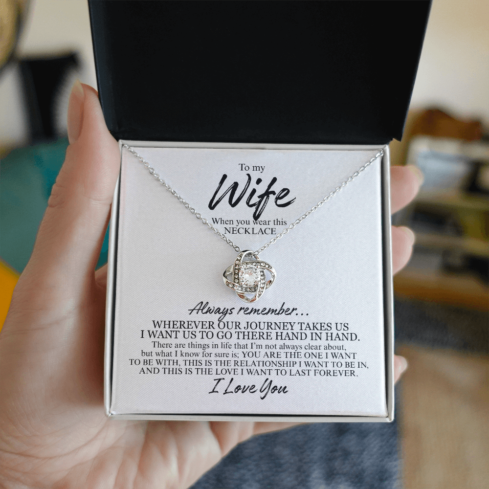 To My Wife Always Remember | Love Knot Necklace (BLK TXT)